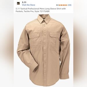 NWOT 5.11 Tactical Stryke Men's Long Sleeve Taclite Pro Button Down Shirt